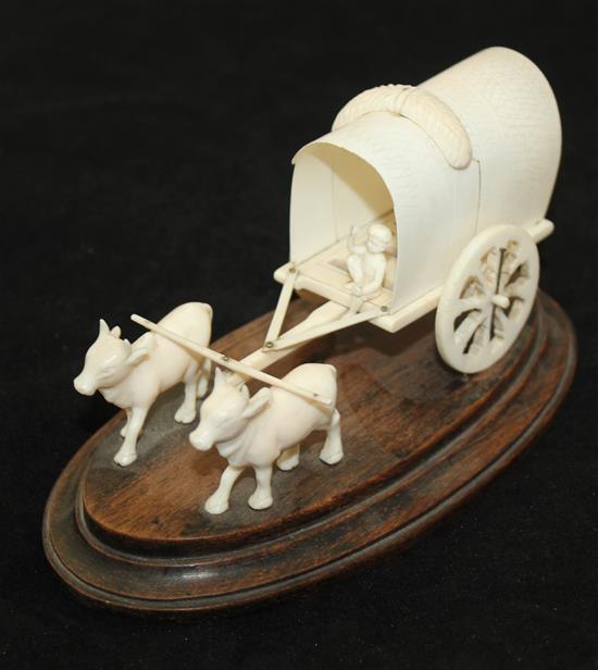 Three Indian Company School ivory groups and four graduated ivory elephant figures, 19th / early 20th century, 3.3cm - 16cm
